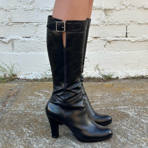 Steve Madden Black Leather Heeled Boots - Picture 4 of 6